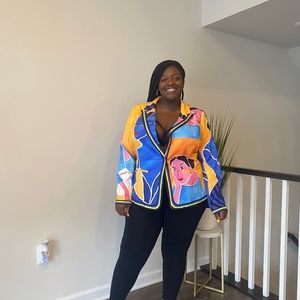 L'atiste Gold, Blue, and Pink Suit Jacket Set